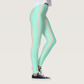 Helle pastellblaue und graue Streifen Leggings (Rechts)