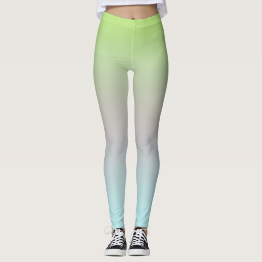 Helle Pastellfarben Gradient Blue Pink Green Leggings (Vorderseite)