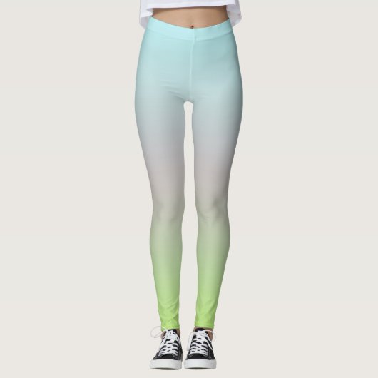 Helle Pastellfarben Gradient Blue Pink Green Leggings (Vorderseite)