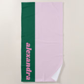 Helle Pastellfarbene Farbblock Rosa Grüne Personal Strandtuch (Vorderseite)