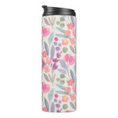 Helle Pastete Blumenmuster mit Monogramm Thermosbecher (Nach rechts gedreht)