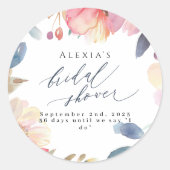 Helle Peony Gefallen Stickers für Brautpartys (Vorderseite)