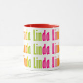 Helle Personalisierte "Linda" Name Farbiges Muster Tasse (Zentrum)