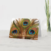 Helle Pfauenfedern Bridesmaid-Karte Einladung (Vorderseite)