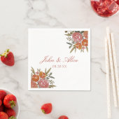 Helle Pfirsich und orange Blumenhochzeit Serviette (Beispiel)