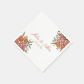 Helle Pfirsich und orange Blumenhochzeit Serviette (Ecke)