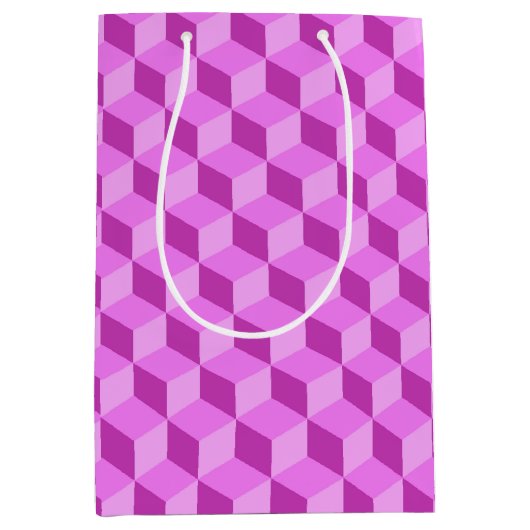 HELLE PINK GEOMETRISCHE KUBE-PATTER MITTLERE GESCHENKTÜTE (Vorderseite)