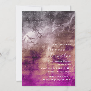 Helle Pink-Purple- und Goldene Waldhochzeit Einladung