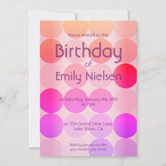 Helle Pinks Moderne Einladung zum Geburtstag (Vorderseite)