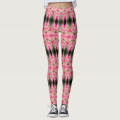Helle Pinks und waldgrüne Damen Leggings (Vorderseite)