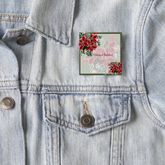 Helle Poinsettien und heilige Weihnachten Button (Beispiel)