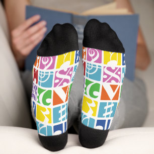 Helle Pop-Art-Farben Musik-Symbole Muster Socken