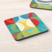 Helle Pop Art mit Kreise und Plätzen Getränkeuntersetzer (Linke Seite)