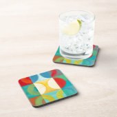 Helle Pop Art mit Kreise und Plätzen Getränkeuntersetzer (Rechte Seite)