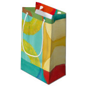 Helle Pop Art mit Kreise und Plätzen Kleine Geschenktüte (Rückseite Schrägansicht)