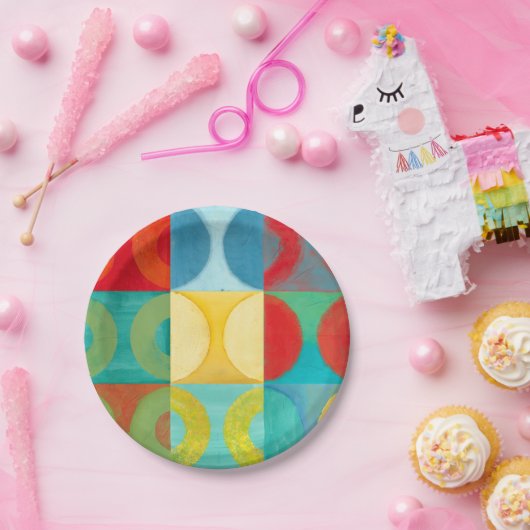 Helle Pop Art mit Kreise und Plätzen Pappteller (Party)