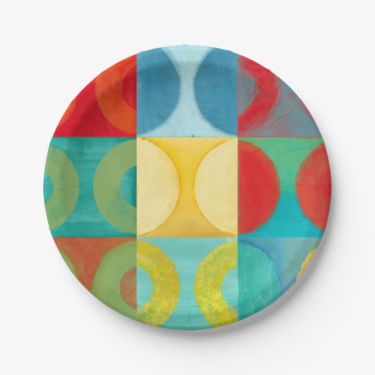 Helle Pop Art mit Kreise und Plätzen Pappteller (Vorderseite)