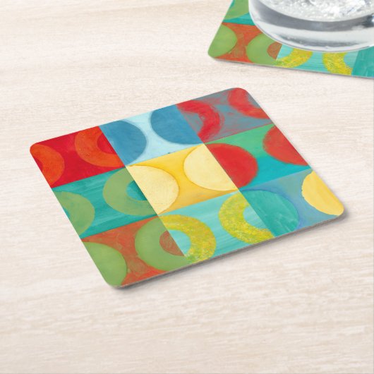 Helle Pop Art mit Kreise und Plätzen Rechteckiger Pappuntersetzer (angewinkelt)