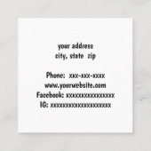 Helle Pop Quadratische Visitenkarte (Rückseite)