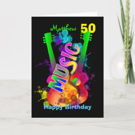 Helle Popping Gitarre Musik Themed Happy Geburtsta Karte