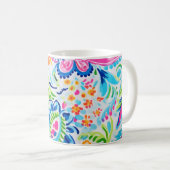 Helle Preppy Paisley Blumenfarben Blume Kaffeetasse (VorderseiteRechts)