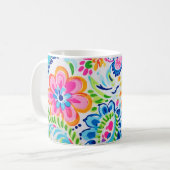 Helle Preppy Paisley Blumenfarben Blume Kaffeetasse (Vorderseite Links)