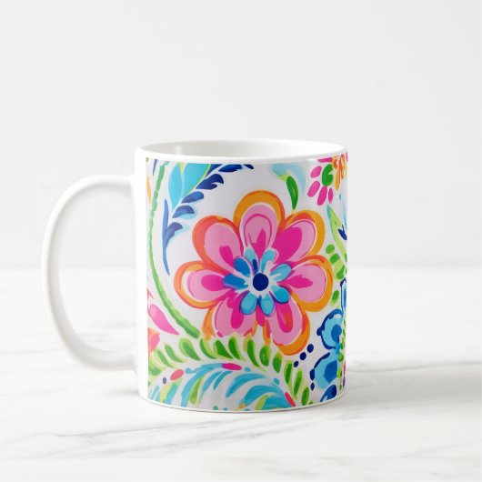Helle Preppy Paisley Blumenfarben Blume Kaffeetasse (Links)