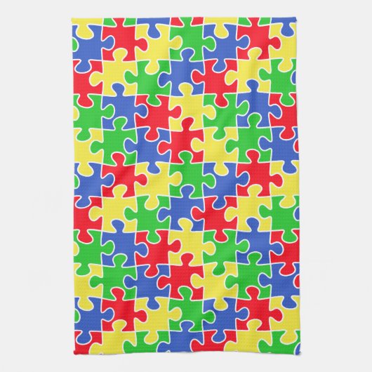 Helle Primärfarben Jigsaw Puzzlestücke Geschirrtuch (Vertikal)