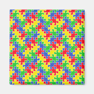 Helle Primärfarben Jigsaw Puzzlestücke Magnet