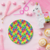 Helle Primärfarben Jigsaw Puzzlestücke Pappteller (Party)