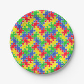 Helle Primärfarben Jigsaw Puzzlestücke Pappteller (Vorderseite)