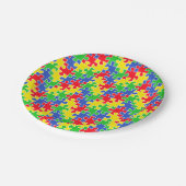 Helle Primärfarben Jigsaw Puzzlestücke Pappteller (Schrägansicht)