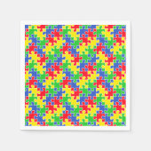 Helle Primärfarben Jigsaw Puzzlestücke Serviette (Vorderseite)