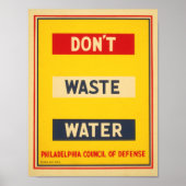 Helle Primärfarben, kein Wasser verschwenden Poster (Vorne)