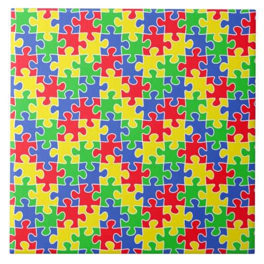 Helle Primärfarbpuzzle-Stücke Fliese (Vorderseite)