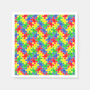 Helle Primärfarbpuzzle-Stücke Serviette