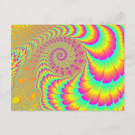 Helle Psychedelic Infinite Spiral Fraktal Art Postkarte (Vorderseite)