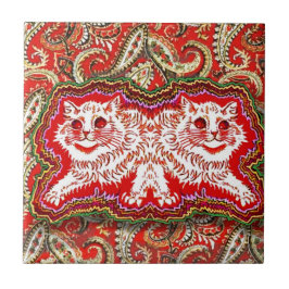 Helle Psychedelic Red Cats (von Louis Wain) Fliese