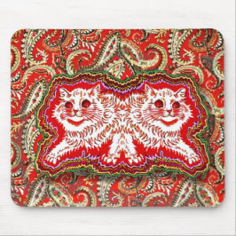 Helle Psychedelic Red Cats (von Louis Wain) Mousepad