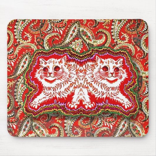 Helle Psychedelic Red Cats (von Louis Wain) Mousepad (Vorne)