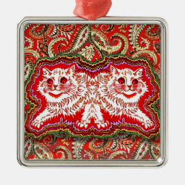 Helle Psychedelic Red Cats (von Louis Wain) Ornament Aus Metall