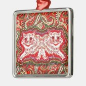 Helle Psychedelic Red Cats (von Louis Wain) Ornament Aus Metall (Links)