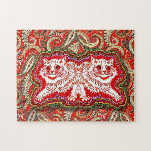 Helle Psychedelic Red Cats (von Louis Wain) Puzzle