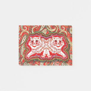Helle psychedelische rote Katzen (von Louis Wain) Post-it Klebezettel