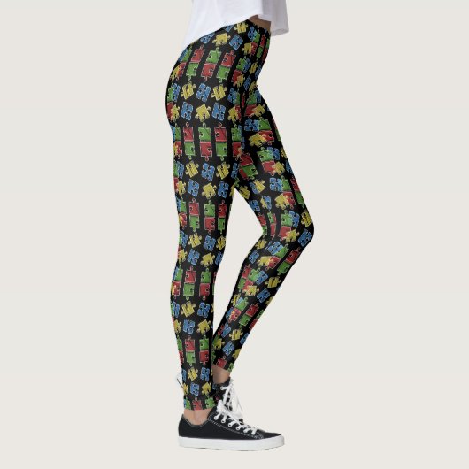 Helle Puzzles Muster Autismus Bewusstsein Leggings (Rechts)
