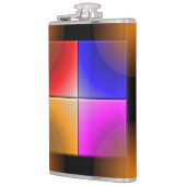 Helle Quadrate auf schwarzem Hintergrund Flachmann (Links)