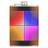 Helle Quadrate auf schwarzem Hintergrund Flachmann (Vorderseite)