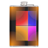 Helle Quadrate auf schwarzem Hintergrund Flachmann (Rückseite)