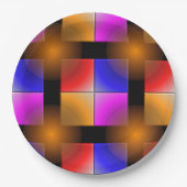 Helle Quadrate auf schwarzem Hintergrund Pappteller (Vorderseite)