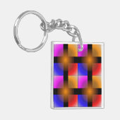 Helle Quadrate auf schwarzem Hintergrund Schlüsselanhänger (Vorderseite links)